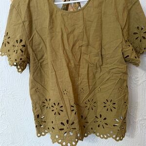 Madewell Olive Eyelet Blouse